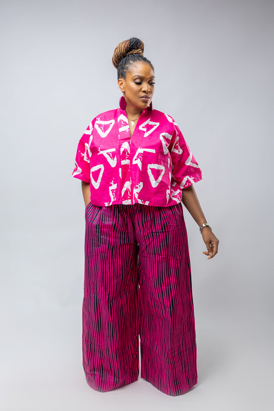 Adaoma Mix & Match Pant Set- Pink Ankara Cotton Print