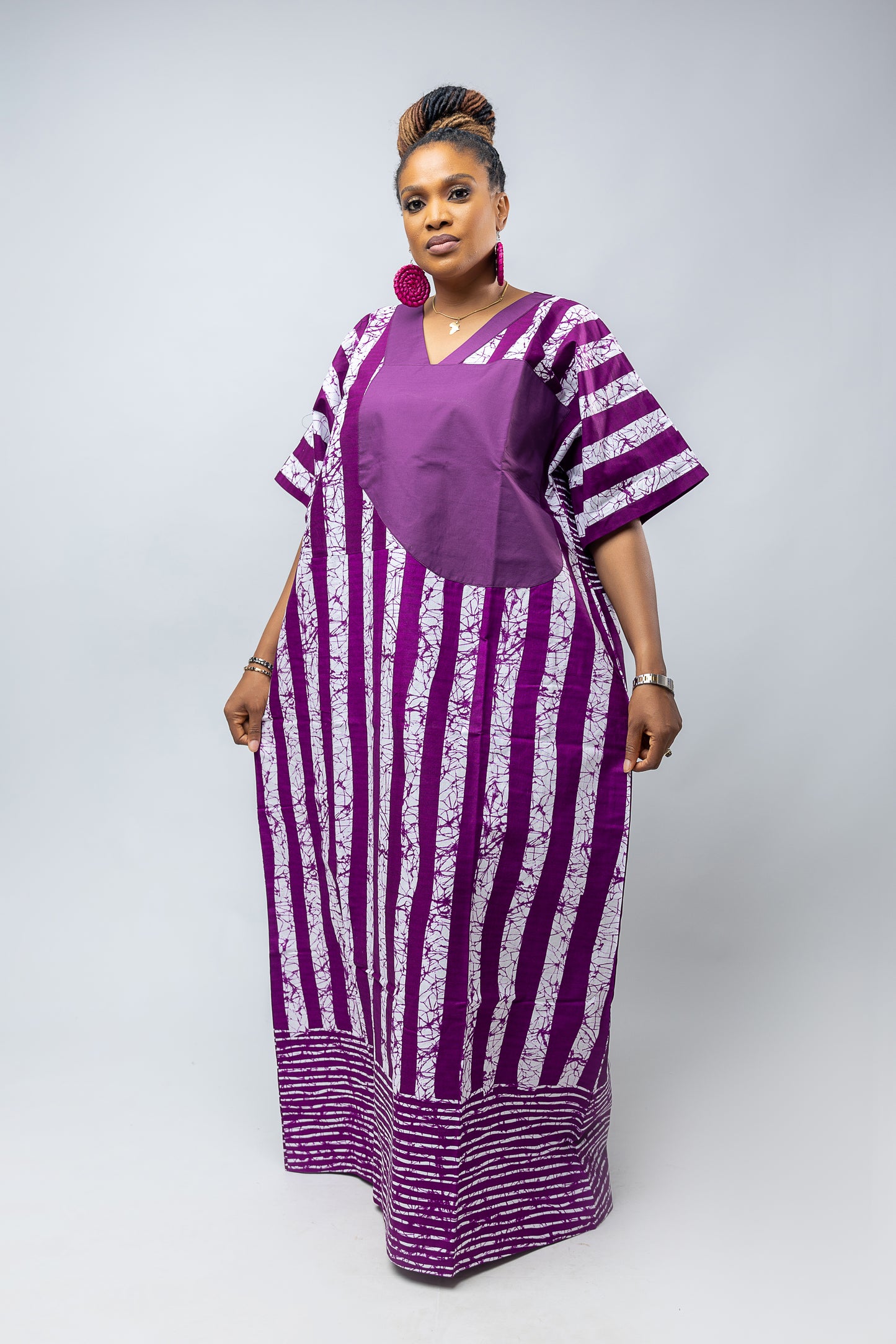 Nkem Bubu- Stripe Purple Cotton Ankara Print