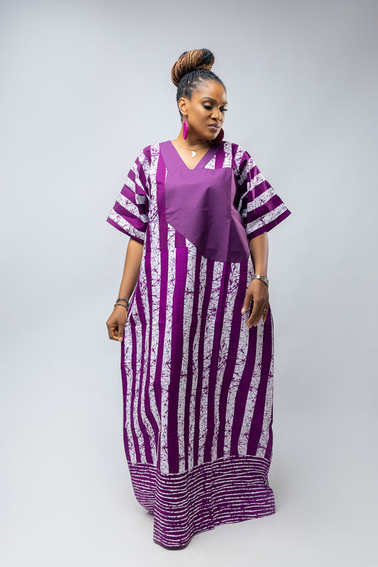 Nkem Bubu- Stripe Purple Cotton Ankara Print