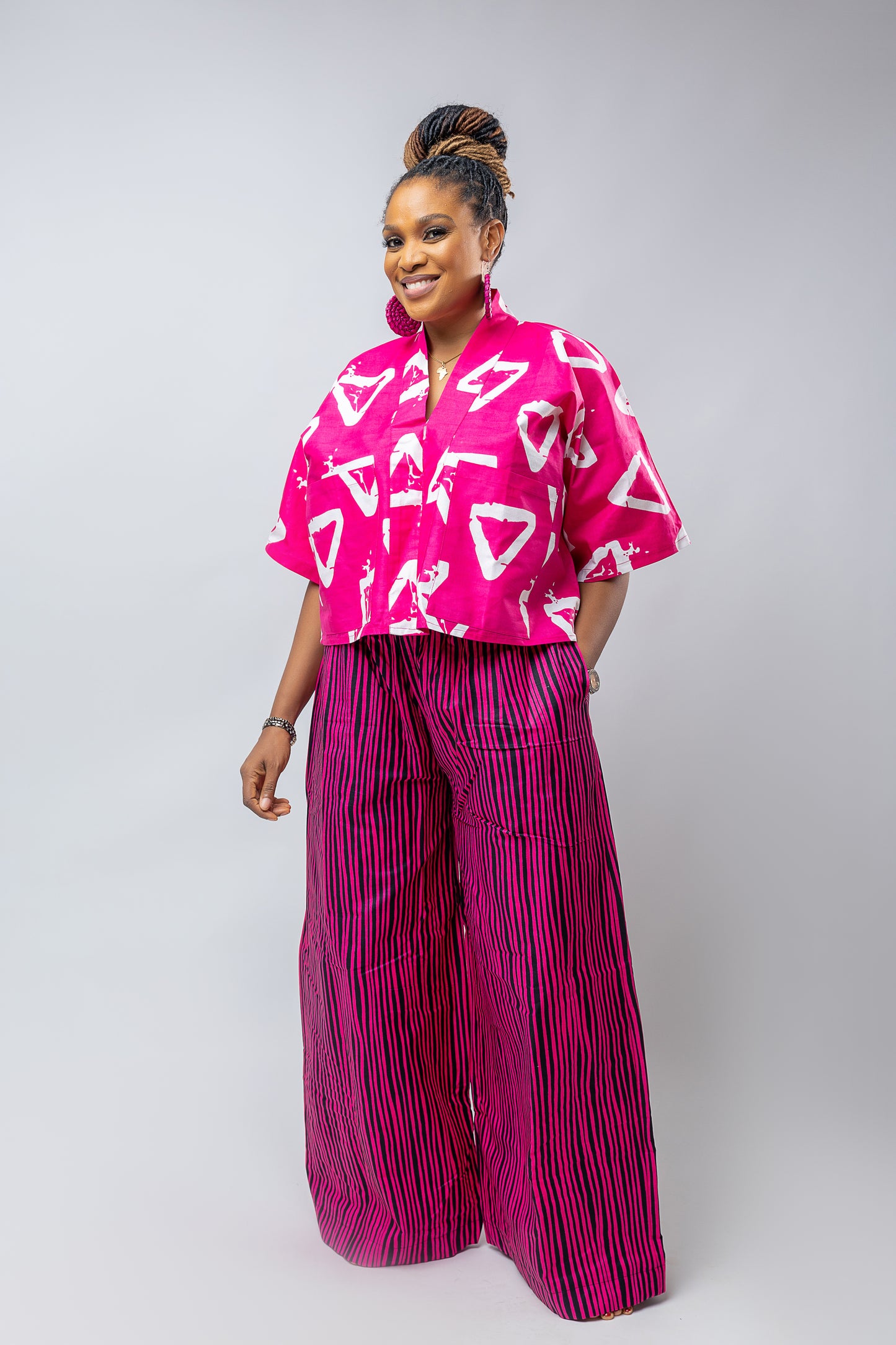Adaoma Mix & Match Pant Set- Pink Ankara Cotton Print