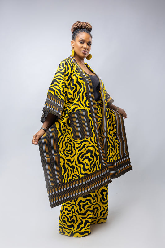 Akwaugo Kimono Only- Yellow Cotton Ankara Print