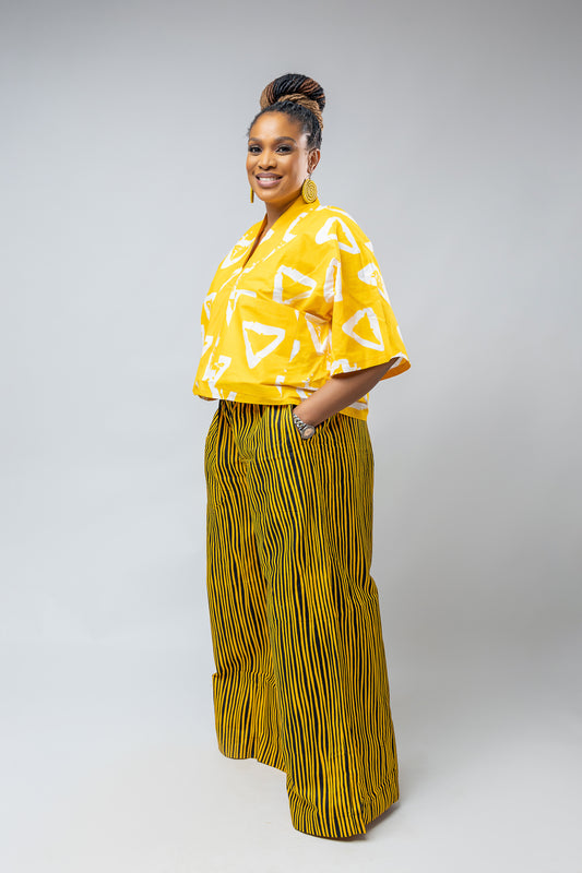 Adaoma Mix & Match Pant Set- Yellow Ankara Cotton Print