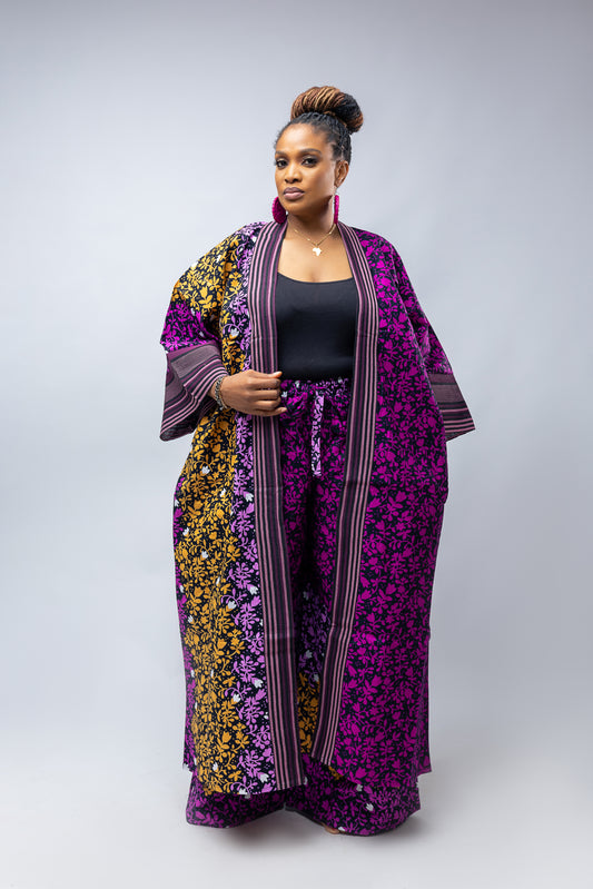Aisha Kimono Only- Purple Cotton Ankara Print