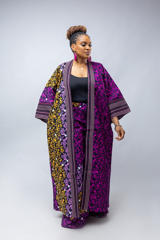 Aisha Kimono Only- Purple Cotton Ankara Print