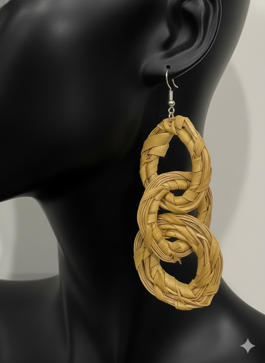 African Tribal Earrings Triple hoop
