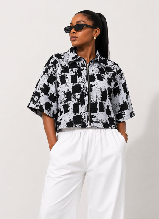 Nia Zip-up Boxy Blouse