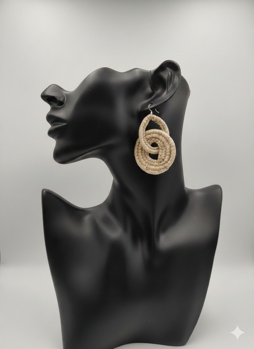 African Tribal Earrings Doughnut Double hoop.