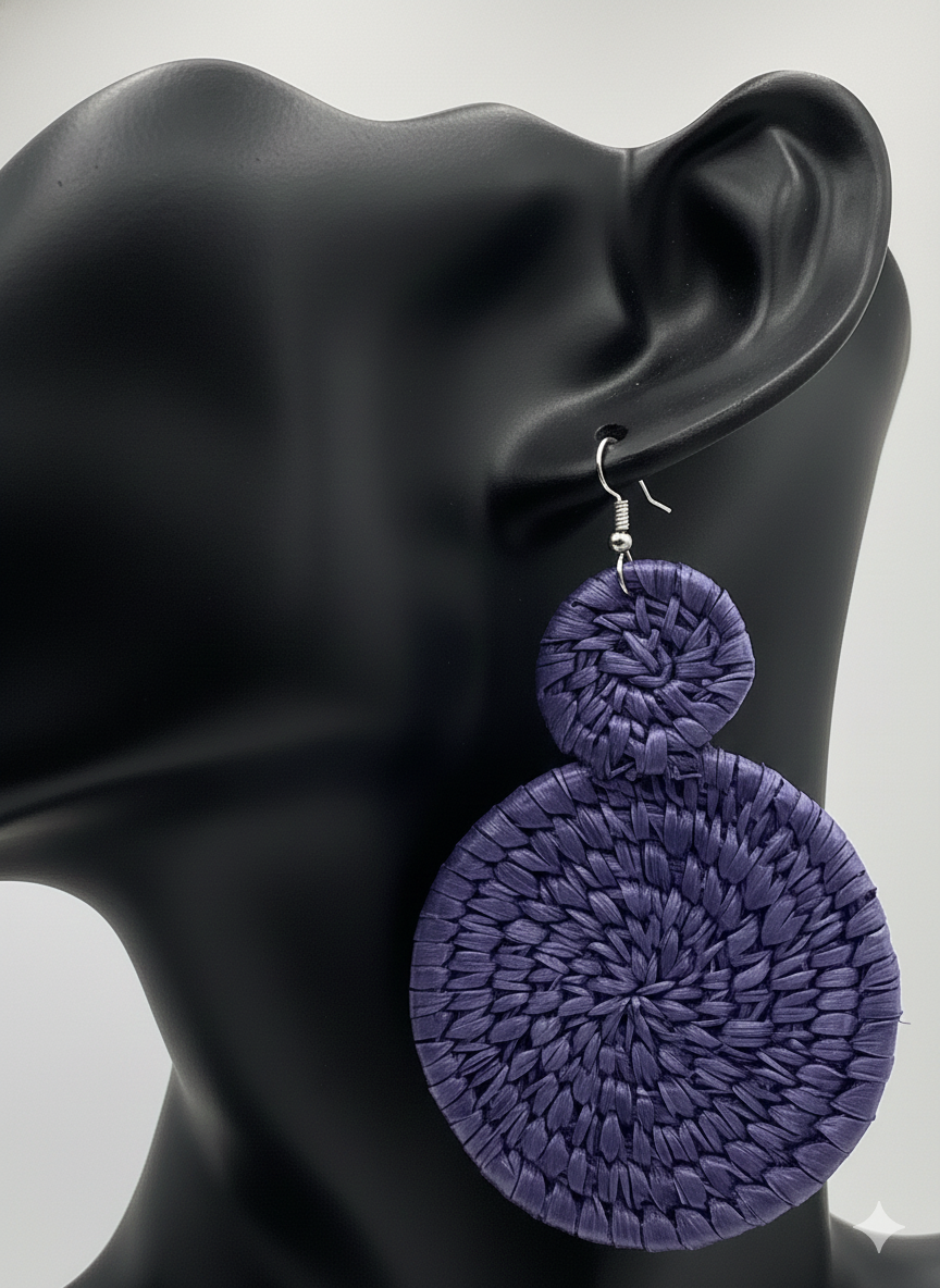 African Tribal Earrings Double Closed Hoop