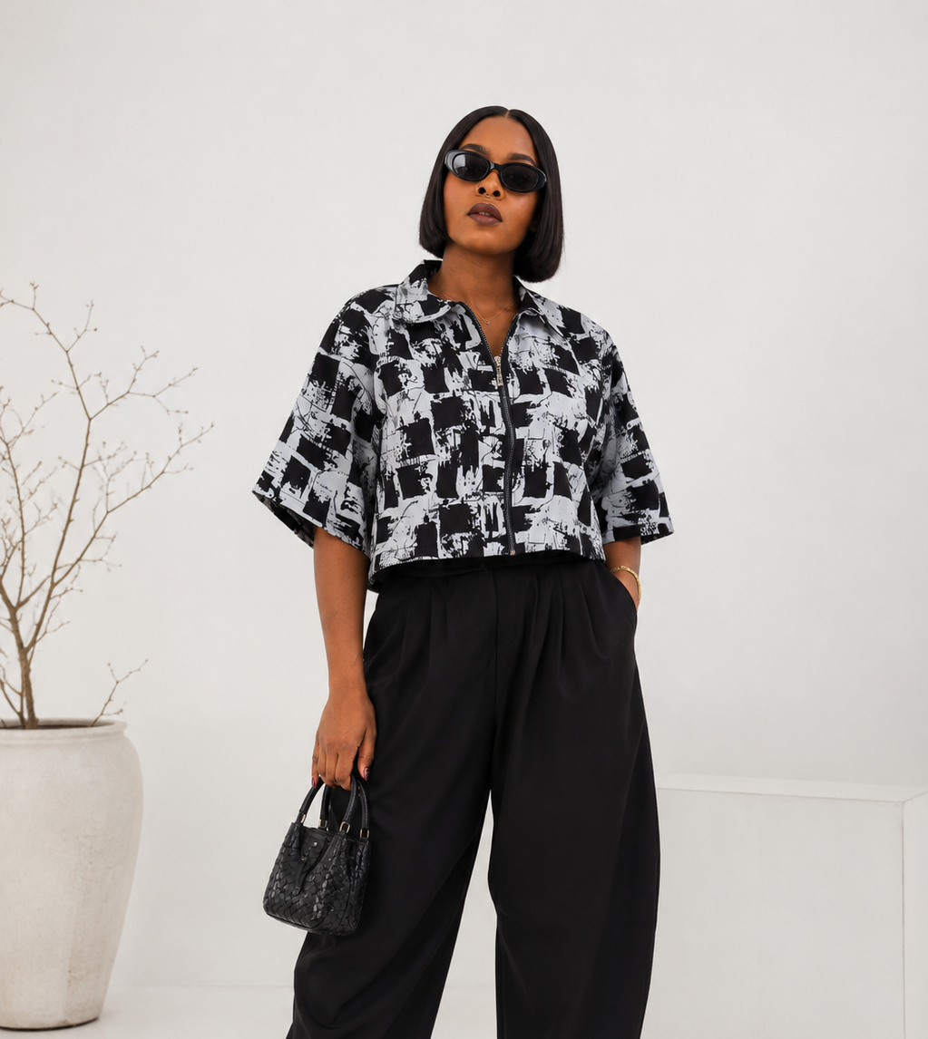 Nia Zip-up Boxy Blouse