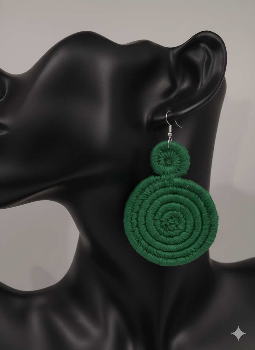 African Tribal Earrings Double Closed Hoop