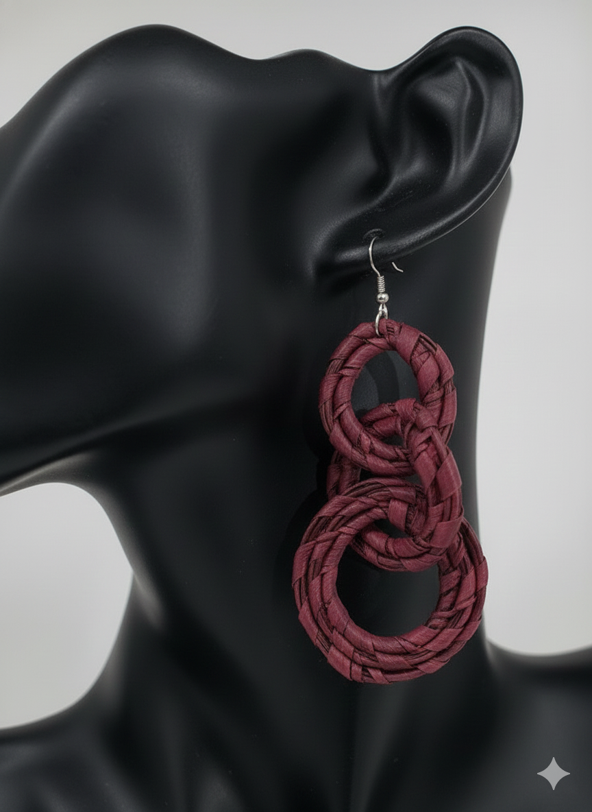 African Tribal Earrings Triple hoop