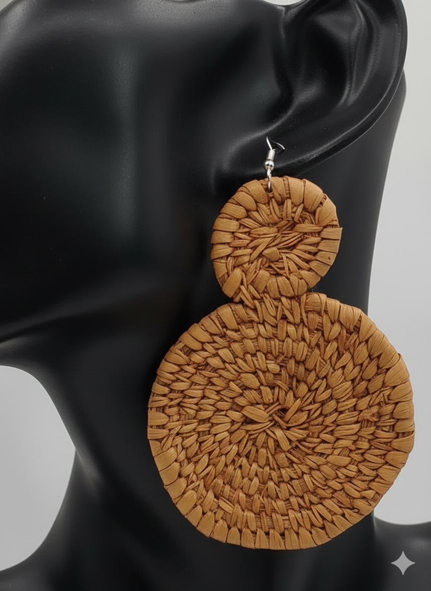 African Tribal Earrings Double Closed Hoop