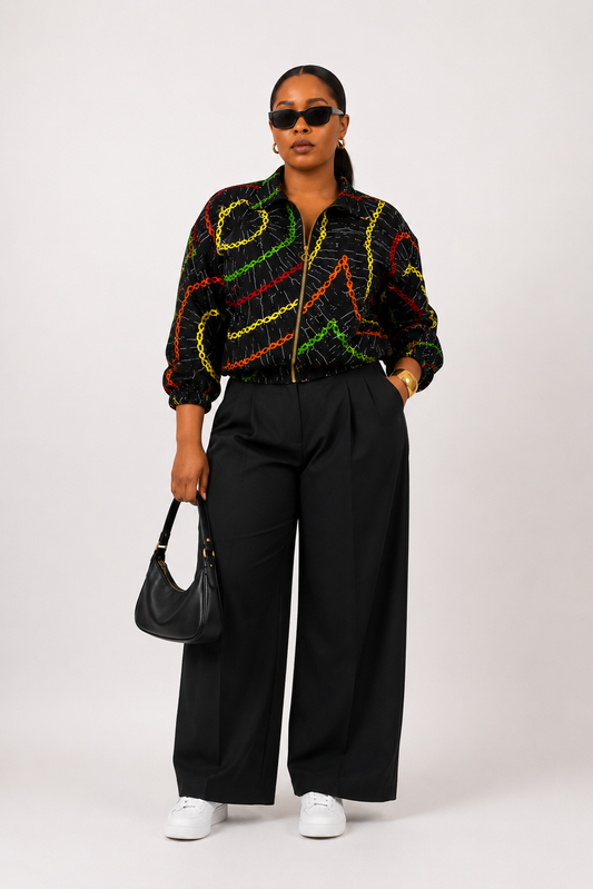 Zuru Bomber Jacket (Chain Multi-coloured Print)