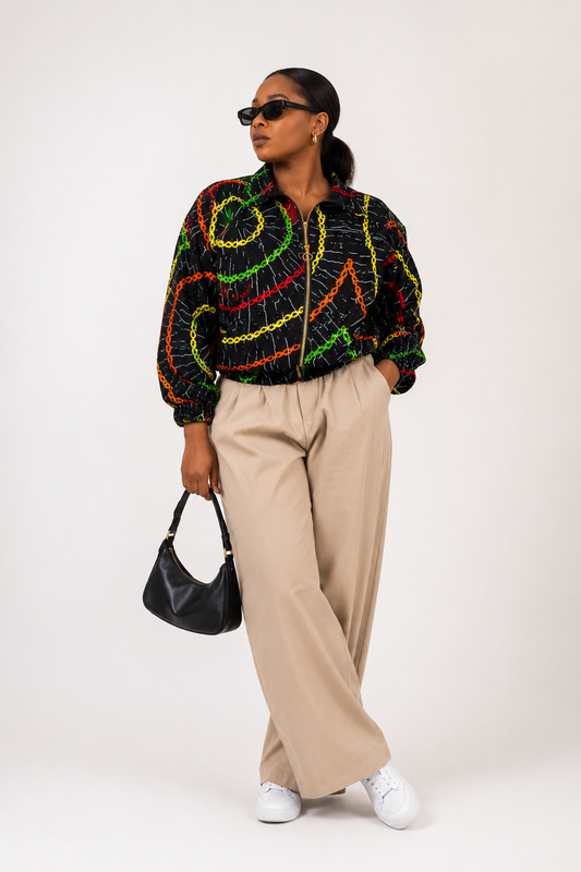 Zuru Bomber Jacket (Chain Multi-coloured Print)