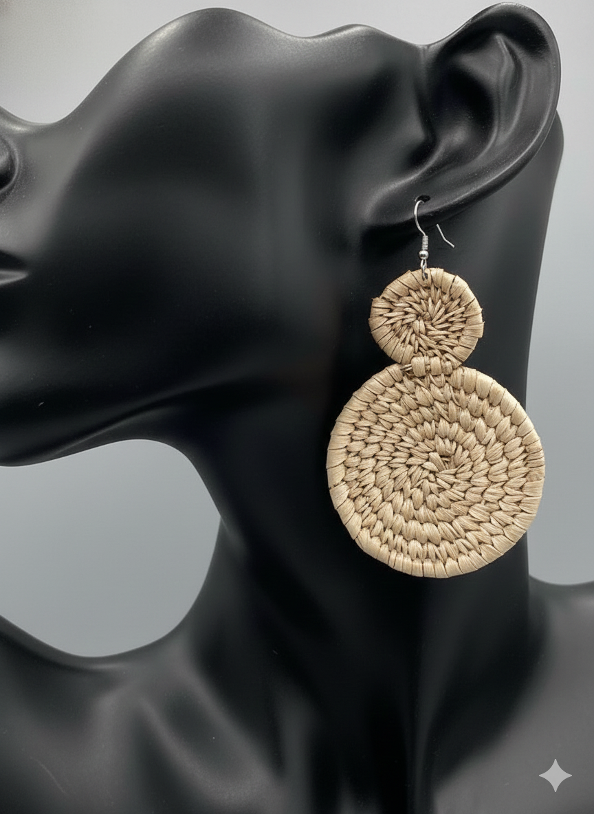 African Tribal Earrings Double Closed Hoop
