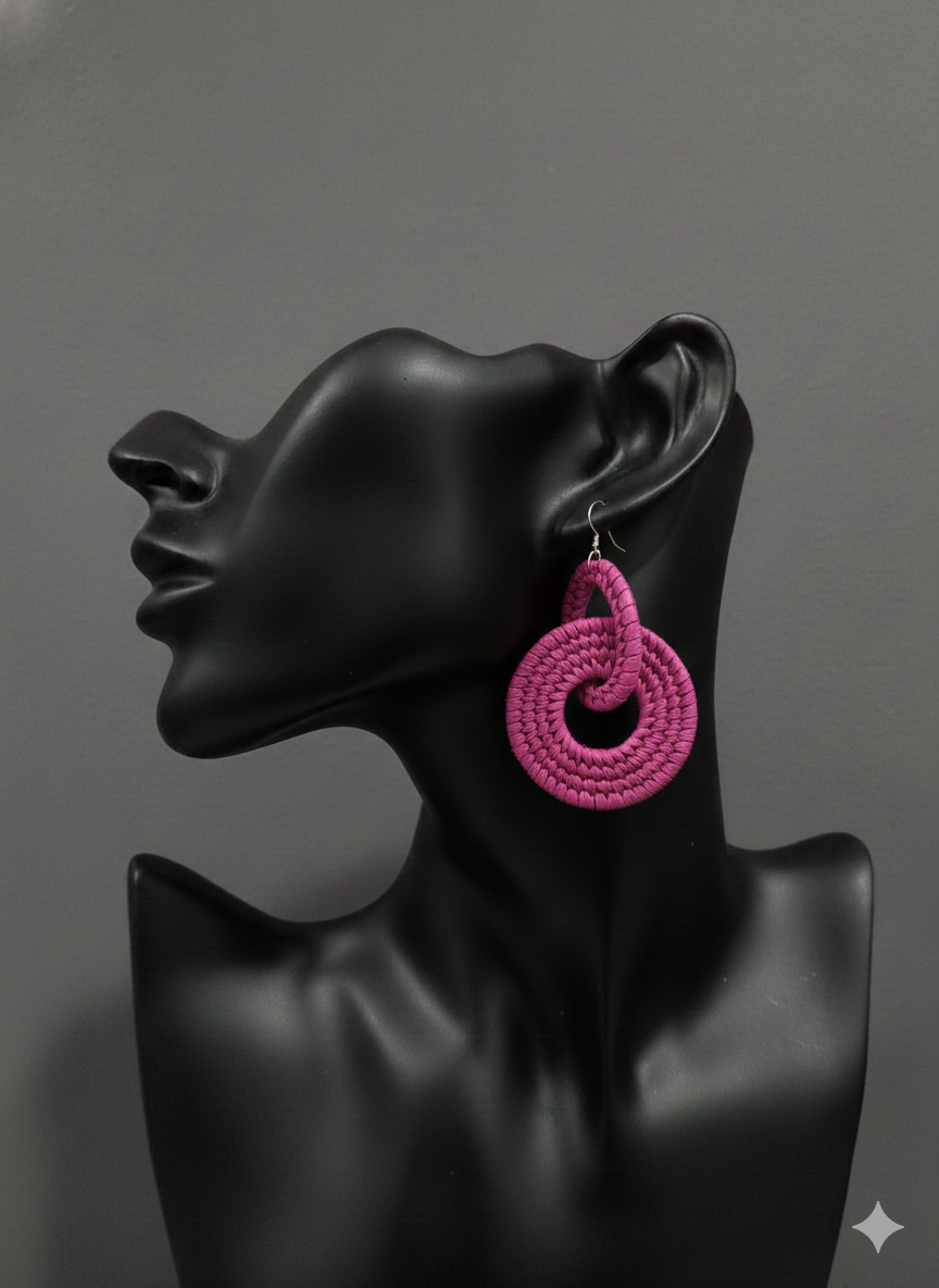 African Tribal Earrings Doughnut Double hoop.