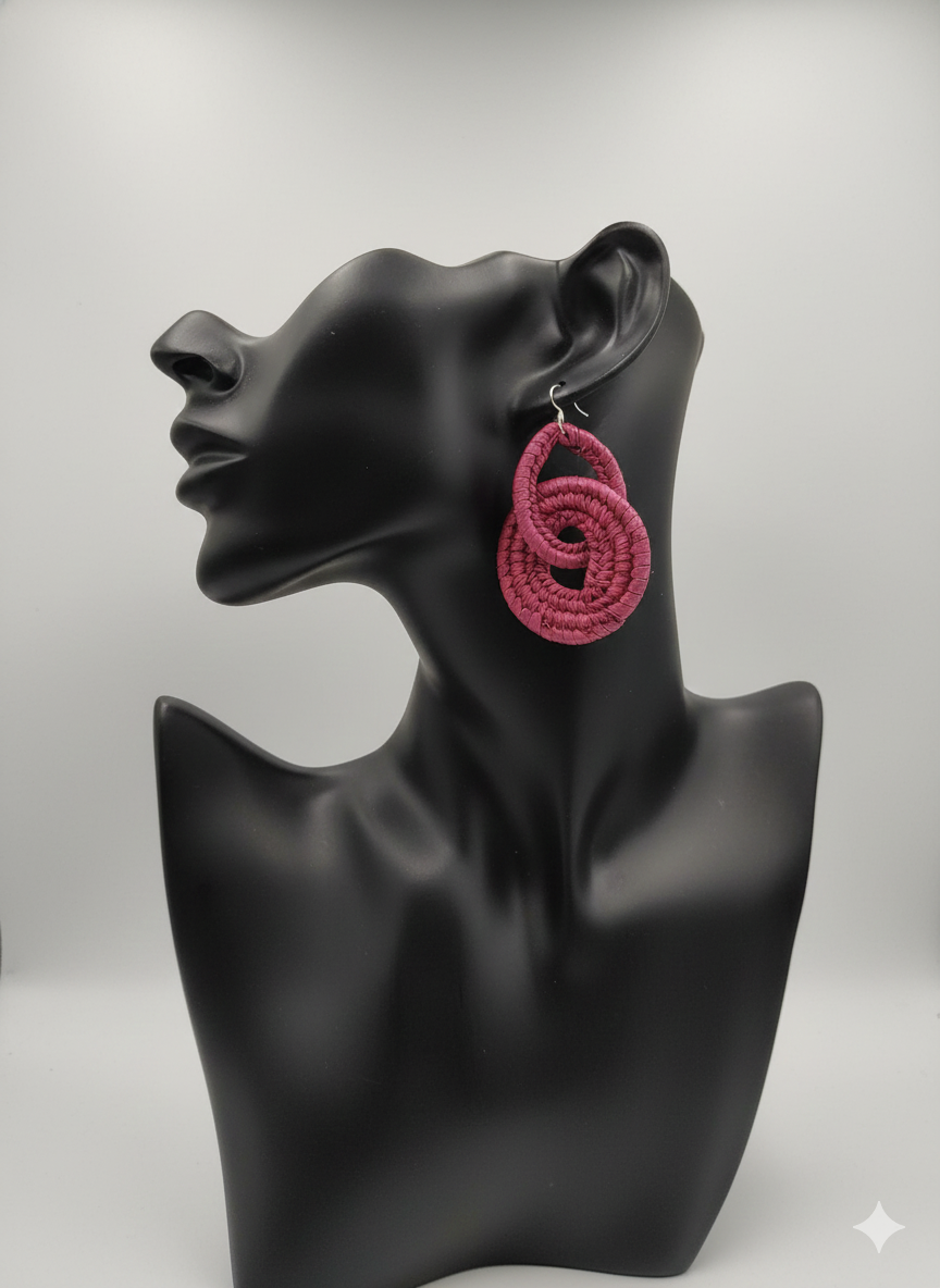 African Tribal Earrings Doughnut Double hoop.