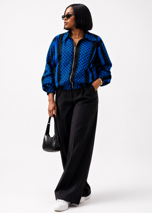 Zuru Bomber Jacket (Tribal Blue Print)