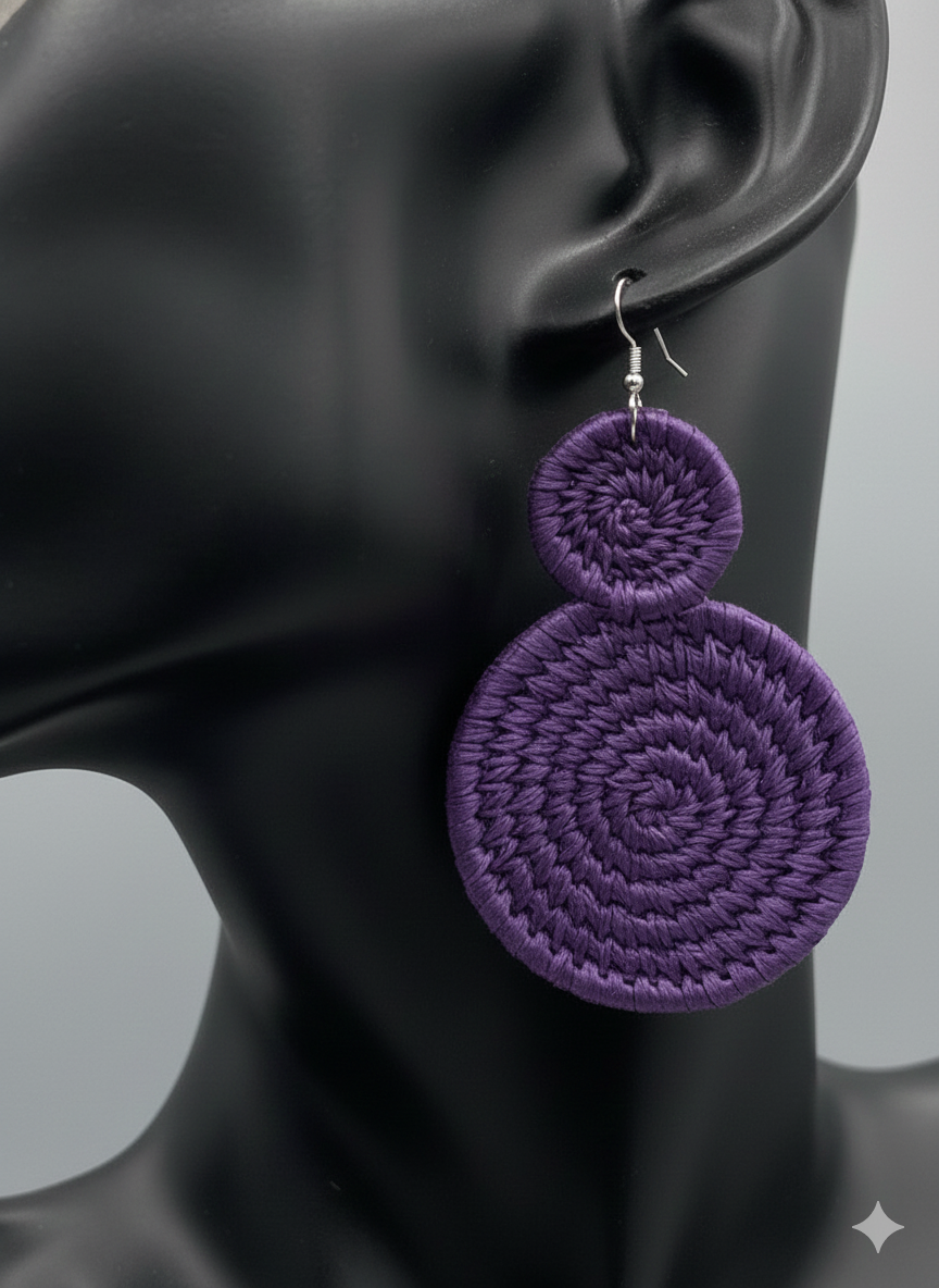 African Tribal Earrings Double Closed Hoop